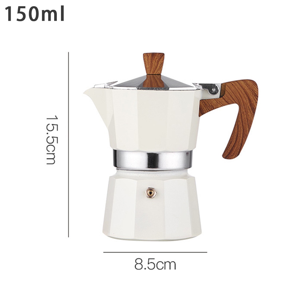 Cafetiera, 150 ml, crem/maro, cu maner din lemn