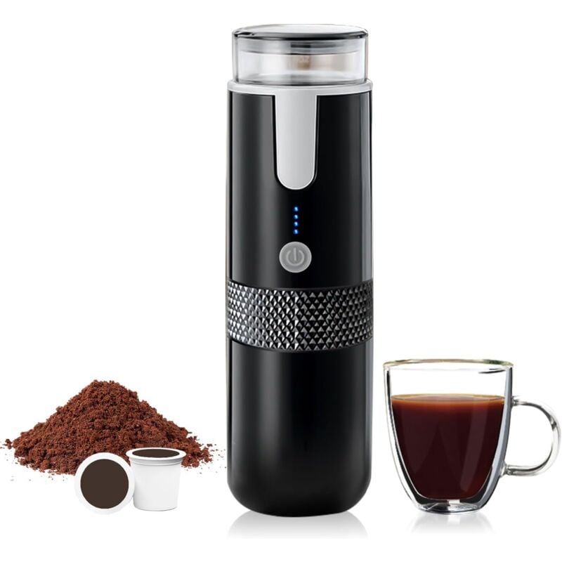 Cafetiere portabila, compatibila cu capsule K-cup si cafea macinata, control manual, pentru camping si drumetii