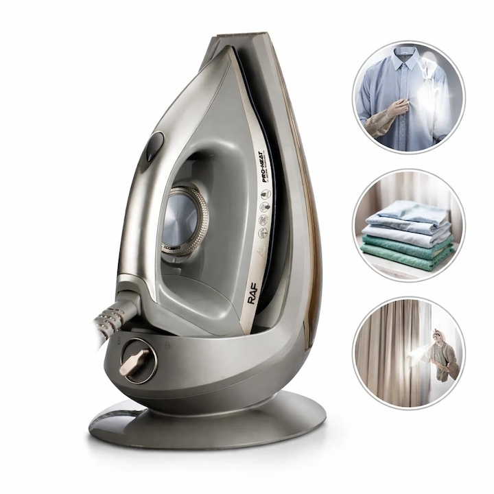 Aparat de calcat + statie RAF R.1357G, 2200W, talpa ceramica