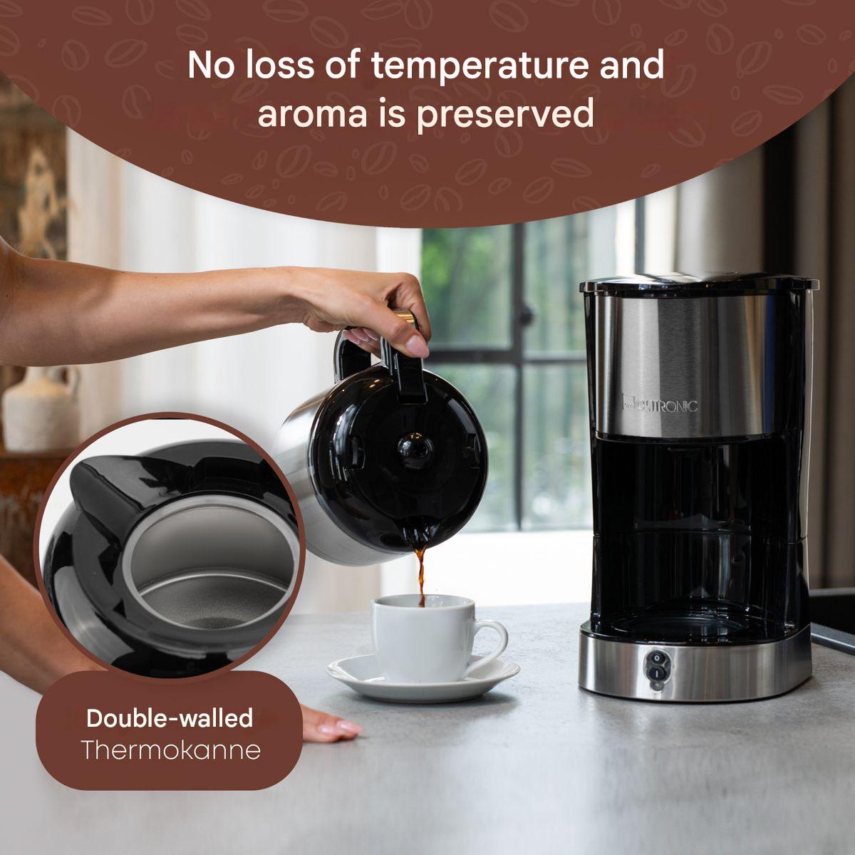 Cafetiere Clatronic KA 3805, 1.5L, inox, negru