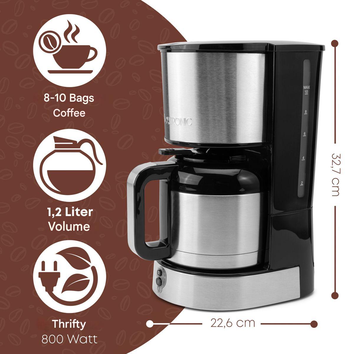Cafetiere Clatronic KA 3805, 1.5L, inox, negru