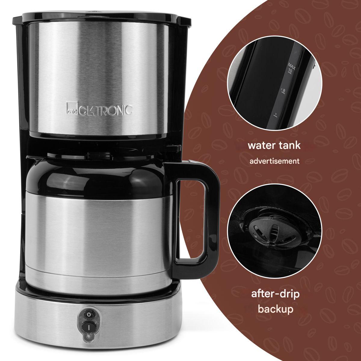 Cafetiere Clatronic KA 3805, 1.5L, inox, negru