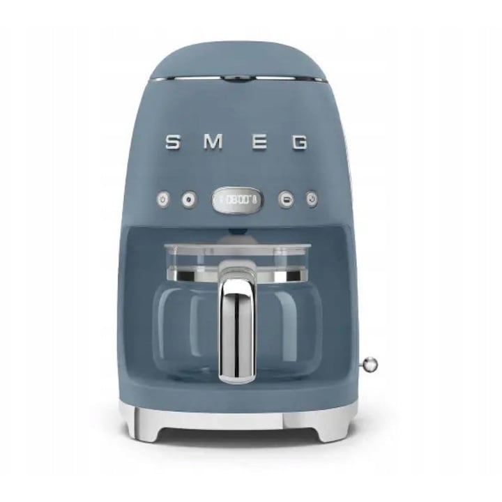 Cafetiere Smeg DCF02SBMEU, 1050W, blocare picurare, albastru, capacitate 10-15 cesti