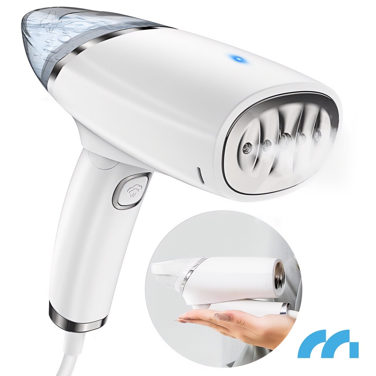 Fier de calcat cu aburi turistic Maltec HDS1000W, putere 1000W, rezervor 110 ml, alb, 1 buc