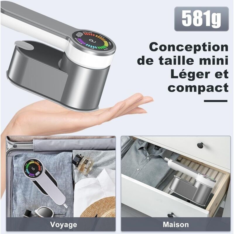 Fier de calcat cu aburi portabil 1200W 120ml 2-in-1 alb compact