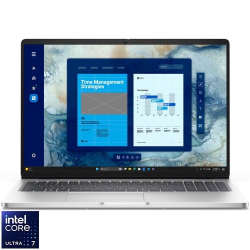 Laptop Dell Pro 16 PC16250 cu procesor Intel® Core™ Ultra 7 265U pana la 5.3GHz, 16", Full HD+, 32GB DDR5, 1TB SSD, Intel® Graphics, Windows 11 Pro, Platinum Silver, 3y Next Business Day Onsite Servic