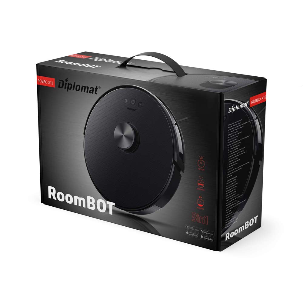 Robot aspirator Robbo X13, Diplomat, Li-ion 3000 mAh, 28 W, Negru