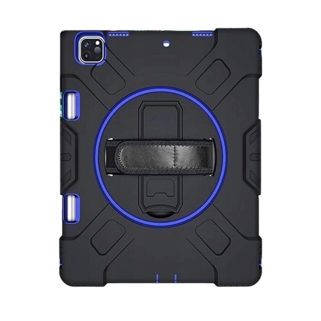 Husa tableta cu suport rotativ pentru iPad Pro 12,9", protectie militara, neagra, 3 straturi