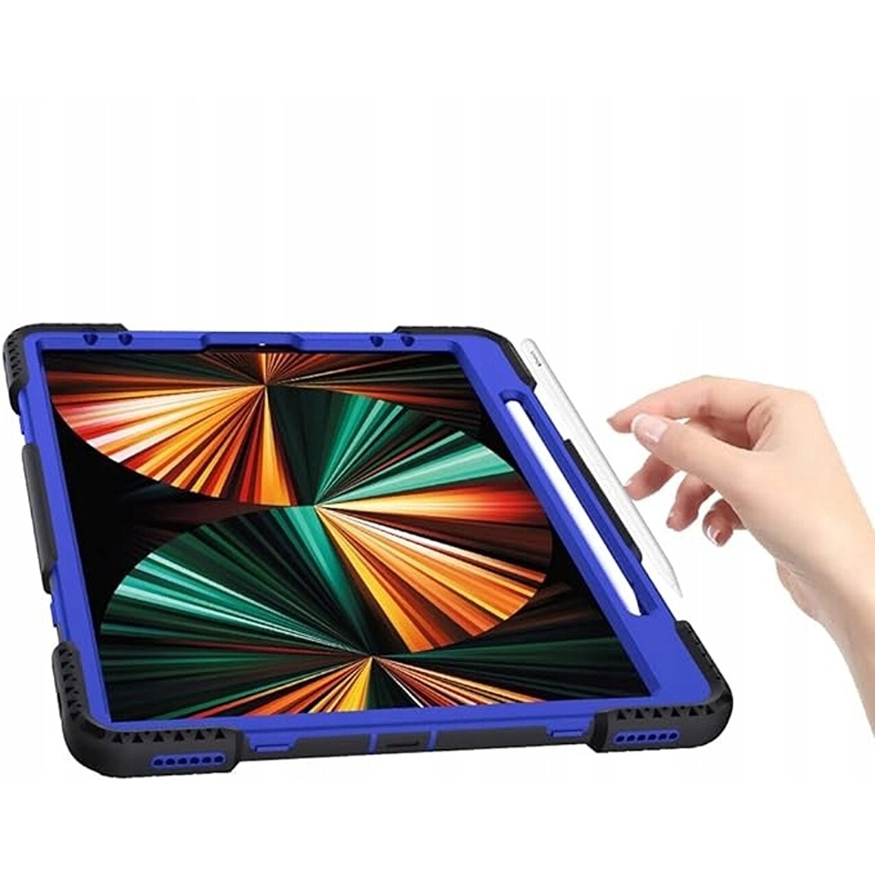 Husa tableta cu suport rotativ pentru iPad Pro 12,9", protectie militara, neagra, 3 straturi