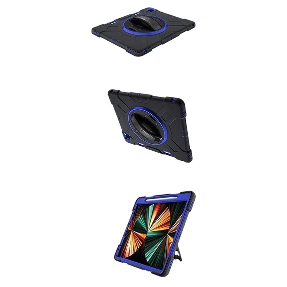 Husa tableta cu suport rotativ pentru iPad Pro 12,9", protectie militara, neagra, 3 straturi