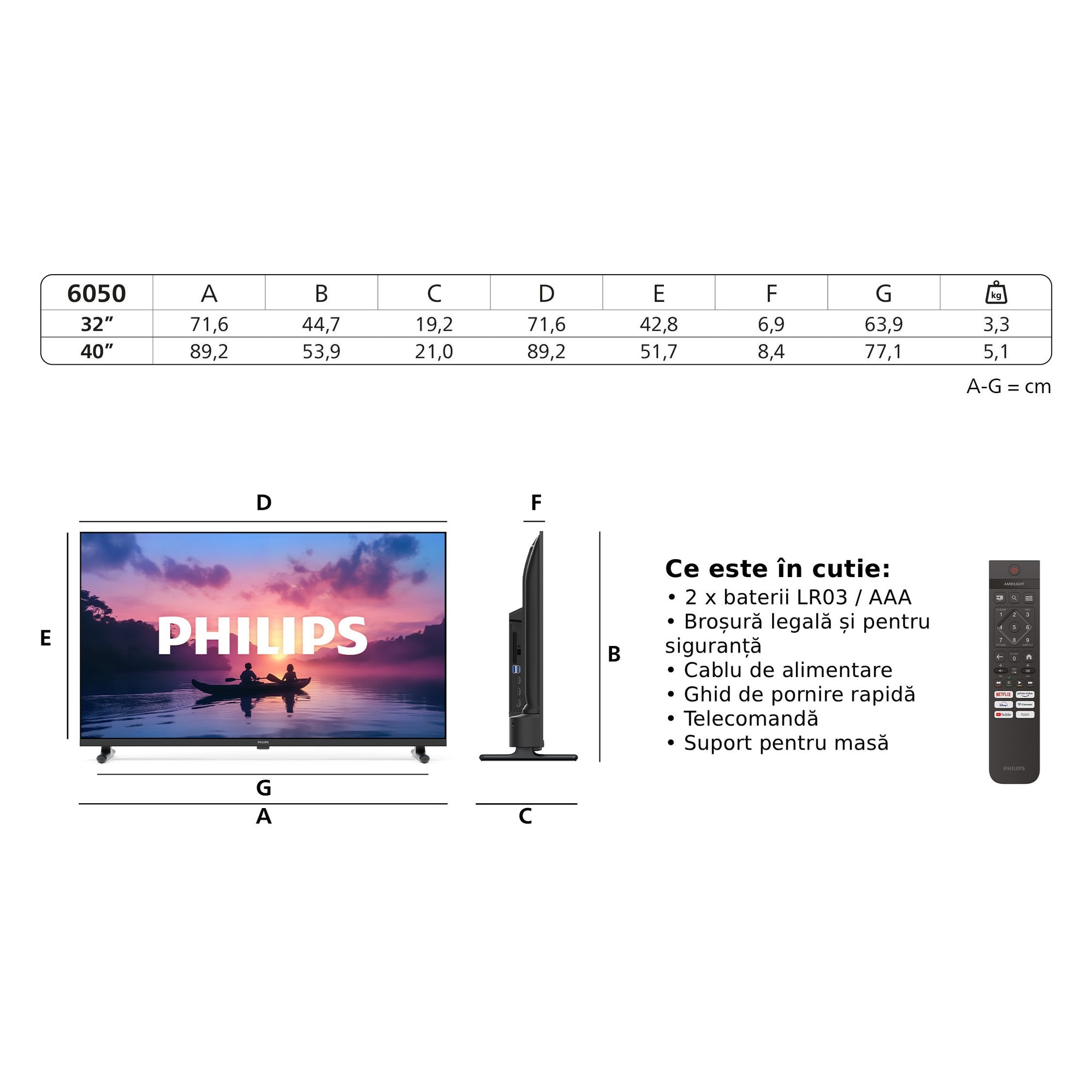 Televizor LED Philips 101 cm 40" 40PFS6050/12, Full HD, Smart TV, WiFi, CI