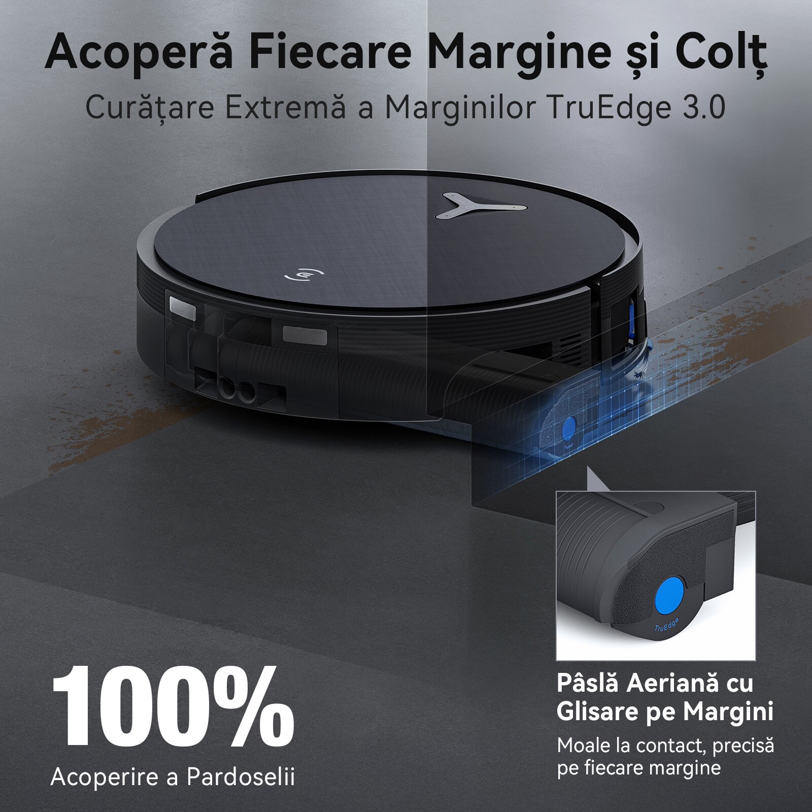 Aspirator Robot ECOVACS DEEBOT X12 OMNICYCLONE, 22000 Pa, 497min, 120W, mop cu rola FocusJet + OZMO cu auto-spalare, statie OMNICYCLONE fara sac, ZeroTangle, navigare AIVI 3D AI, YIKO 2.0, Spalare cu mop cu apa calda 75°C, Uscare automata la 63°C, Negru