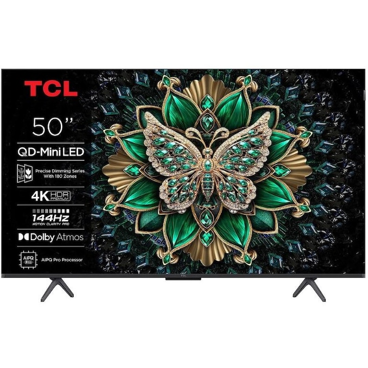 Televizor QD-Mini LED TCL 50C61K, 127 cm, Ultra HD 4K, Smart TV, WiFi, CI+, Negru