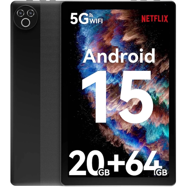 Tableta AEEZO 10 inch, 20GB RAM, 64GB ROM, camera 5MP si 8MP, neagra