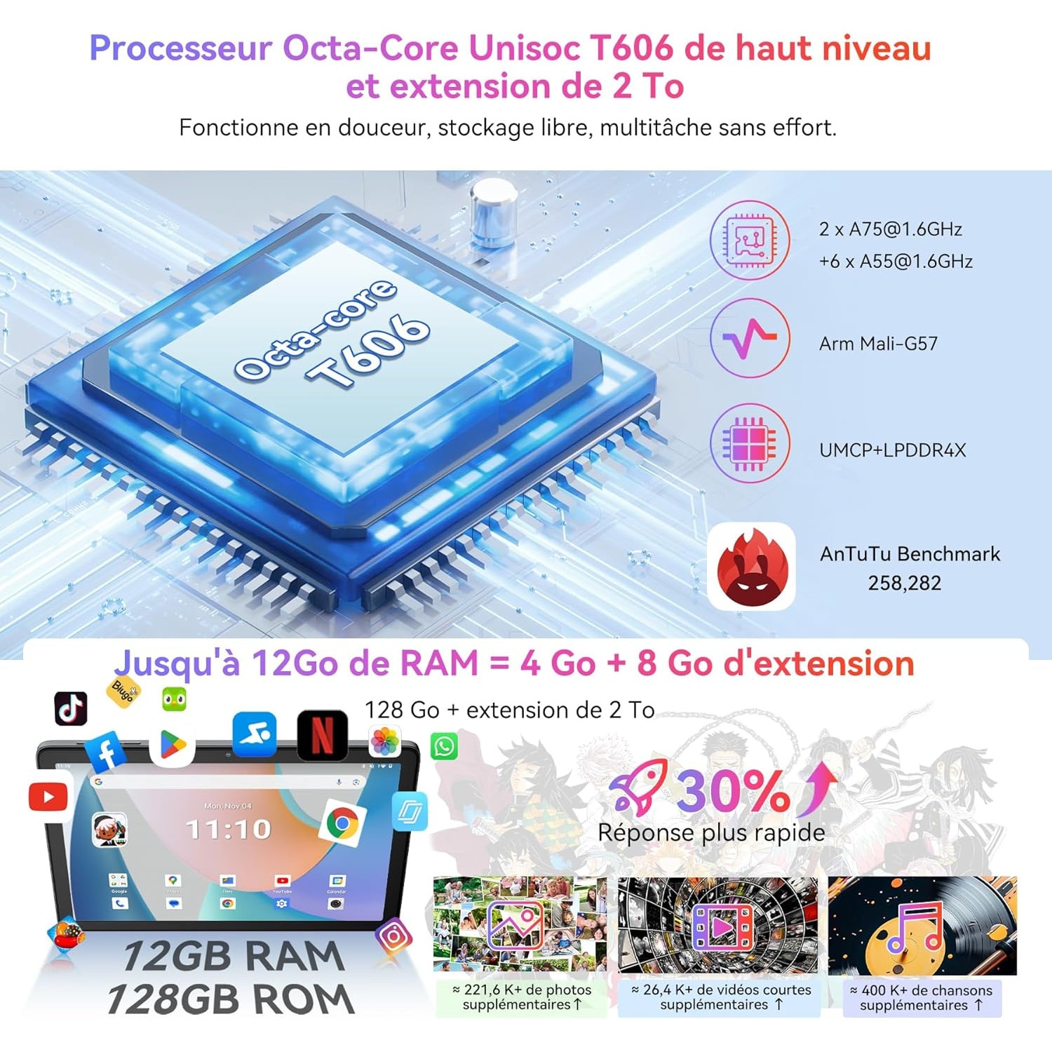 Pachet promo: Tableta Blackview Tab 60 Pro, 10.1 inch, 800x1280, 24GB Ram(8GB + 16GB extensibili 1TB), 128GB, Bluetooth 5.0, Android 15, 2.4G/5G/WiFi 6, HD+/IPS, 60Hz, 7700mAh, Suport pozitionarea GPS, Gri + Tastatura Bluetooth, Blackview, ABS, Wireless, telefon, tableta, PC, Portabila, Windows, Mac, Android, iOS, Baterie Reincarcabila, Negru