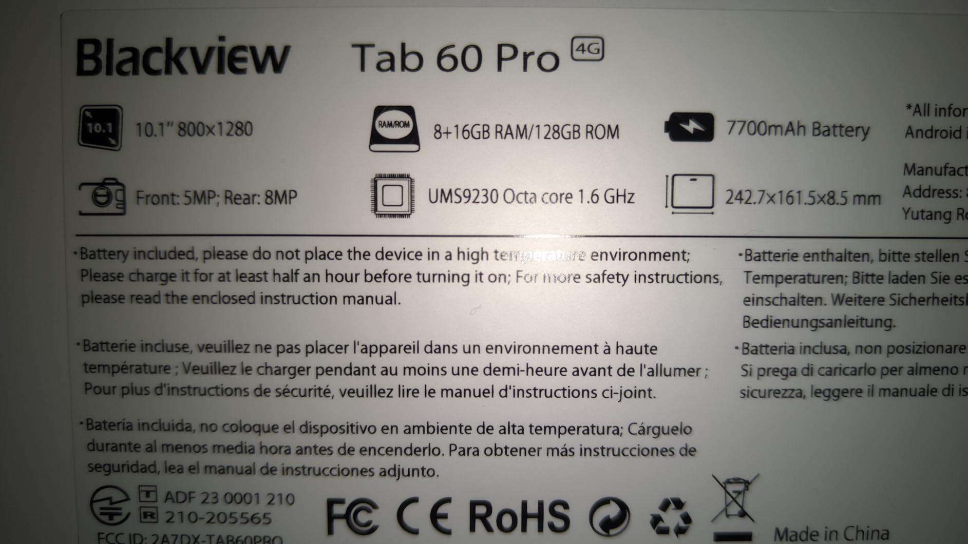 Pachet promo: Tableta Blackview Tab 60 Pro, 10.1 inch, 800x1280, 24GB Ram(8GB + 16GB extensibili 1TB), 128GB, Bluetooth 5.0, Android 15, 2.4G/5G/WiFi 6, HD+/IPS, 60Hz, 7700mAh, Suport pozitionarea GPS, Gri + Tastatura Bluetooth, Blackview, ABS, Wireless, telefon, tableta, PC, Portabila, Windows, Mac, Android, iOS, Baterie Reincarcabila, Negru