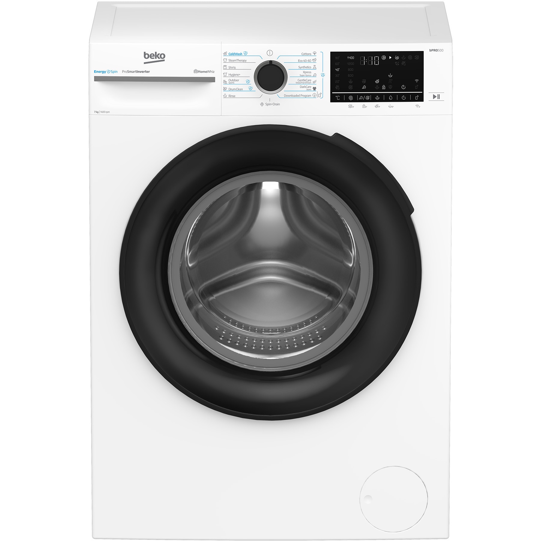 RESIGILAT: Masina de spalat rufe Slim Beko BM5WFSU67415W,7 kg, 1400 RPM, Clasa A, HomeWhiz prin WiFi, SteamCure, AddXtra, Motor ProSmart Inverter, AddXtra, Alb, usa Piano Black