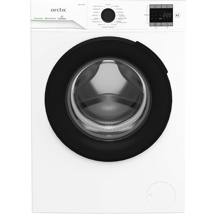 RESIGILAT: Masina de spalat rufe Arctic APLM1WFSU19410W, 9 Kg, 1400 RPM, Clasa A, Motor Silent Inverter, Recycled Tub, Child Lock, Add-In, Alb