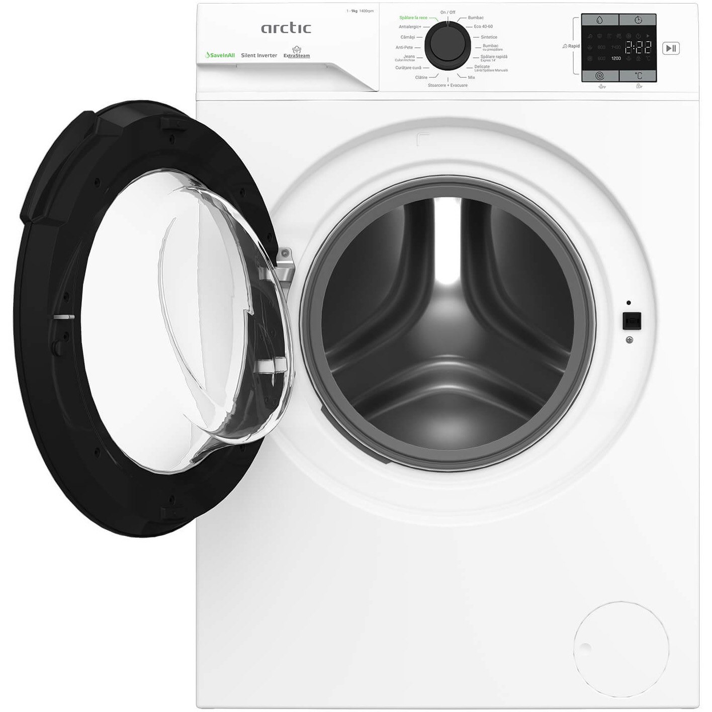 RESIGILAT: Masina de spalat rufe Arctic APLM1WFSU19410W, 9 Kg, 1400 RPM, Clasa A, Motor Silent Inverter, Recycled Tub, Child Lock, Add-In, Alb
