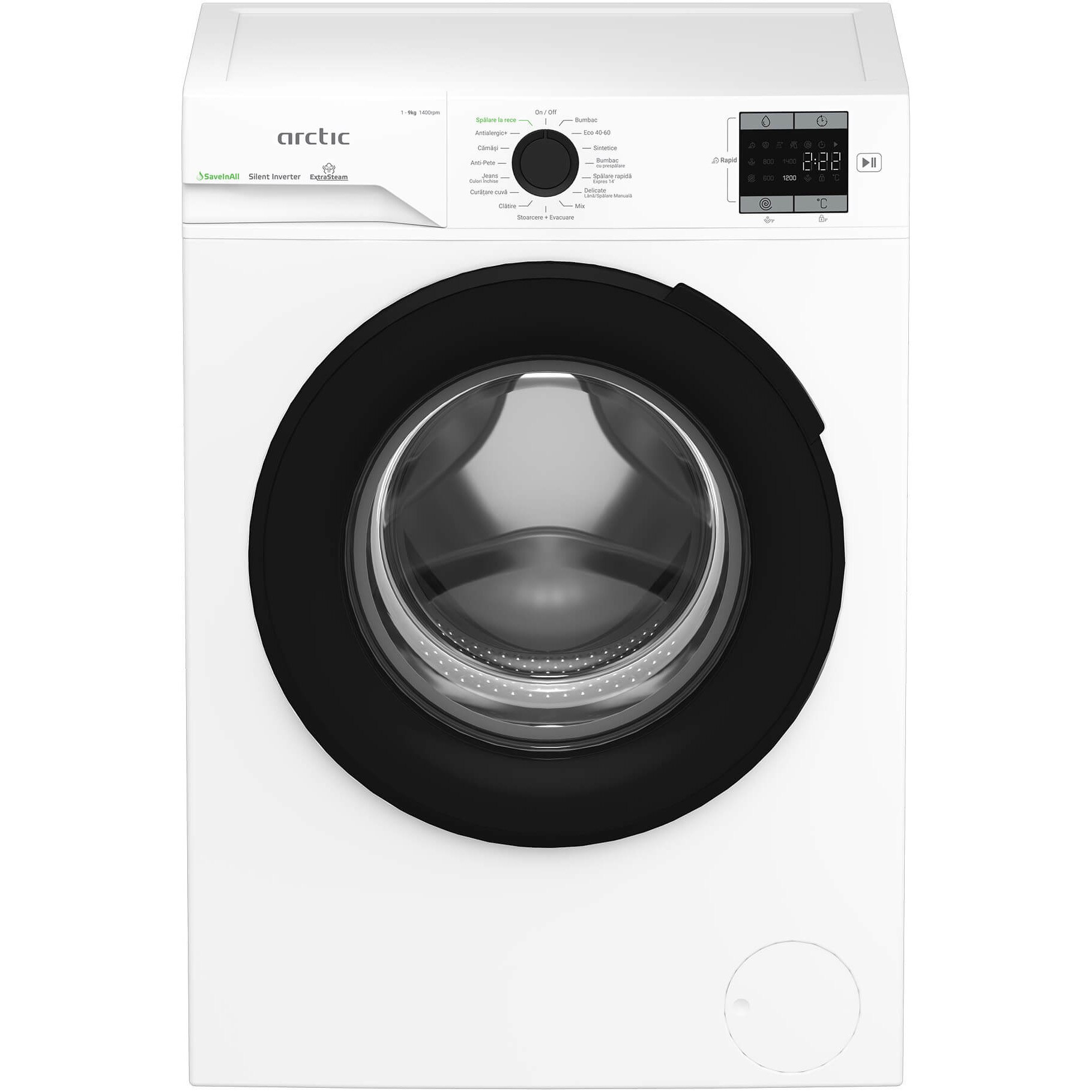 RESIGILAT: Masina de spalat rufe Arctic APLM1WFSU19410W, 9 Kg, 1400 RPM, Clasa A, Motor Silent Inverter, Recycled Tub, Child Lock, Add-In, Alb