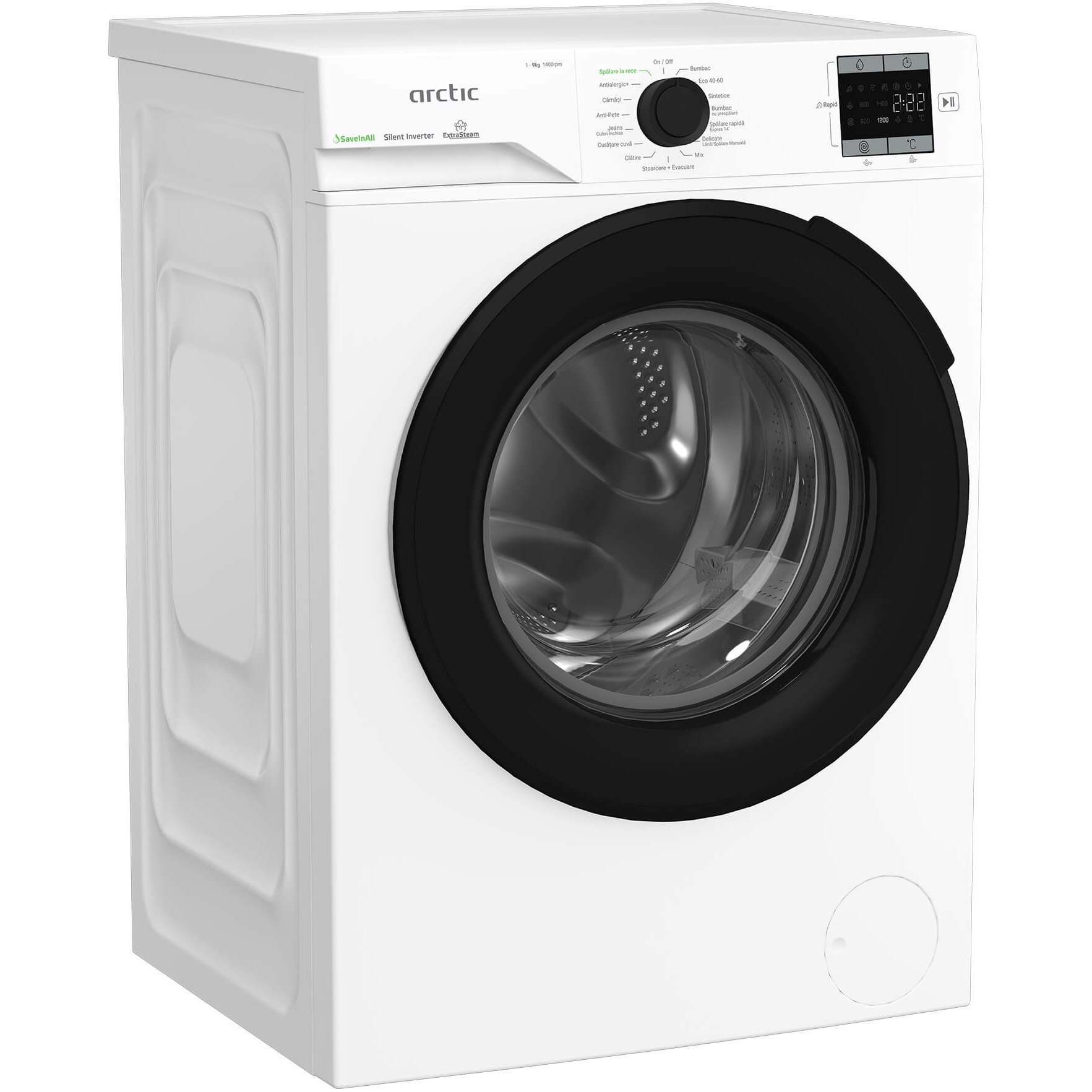 RESIGILAT: Masina de spalat rufe Arctic APLM1WFSU19410W, 9 Kg, 1400 RPM, Clasa A, Motor Silent Inverter, Recycled Tub, Child Lock, Add-In, Alb