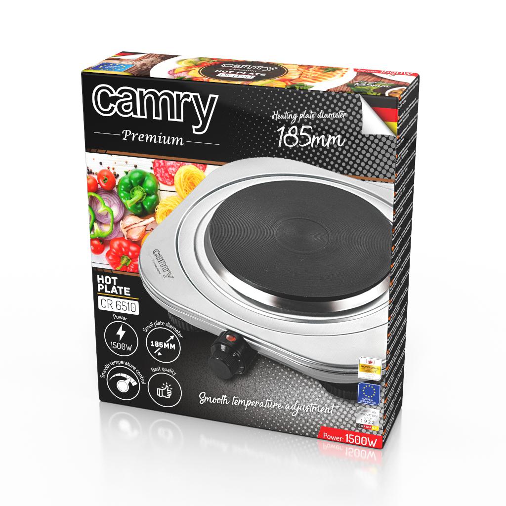 Aragaz electric portabil Camry CR 6510 negru inox 24x24cm 1500W