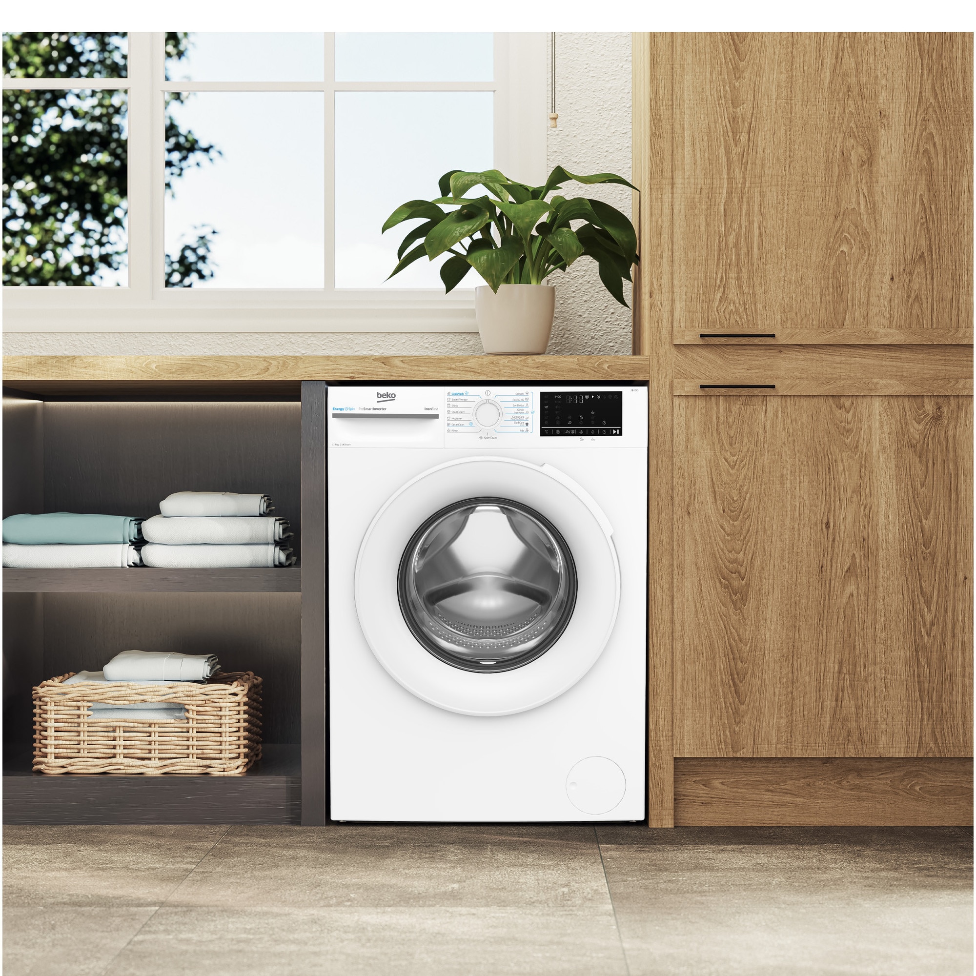 RESIGILAT: Masina de spalat rufe Beko BM3WFU47415WW, 7 kg, 1400 RPM, Clasa A, Motor ProSmart Inverter, Recycled Tub, Hygiene+, SteamCure, AddXtra, Alb