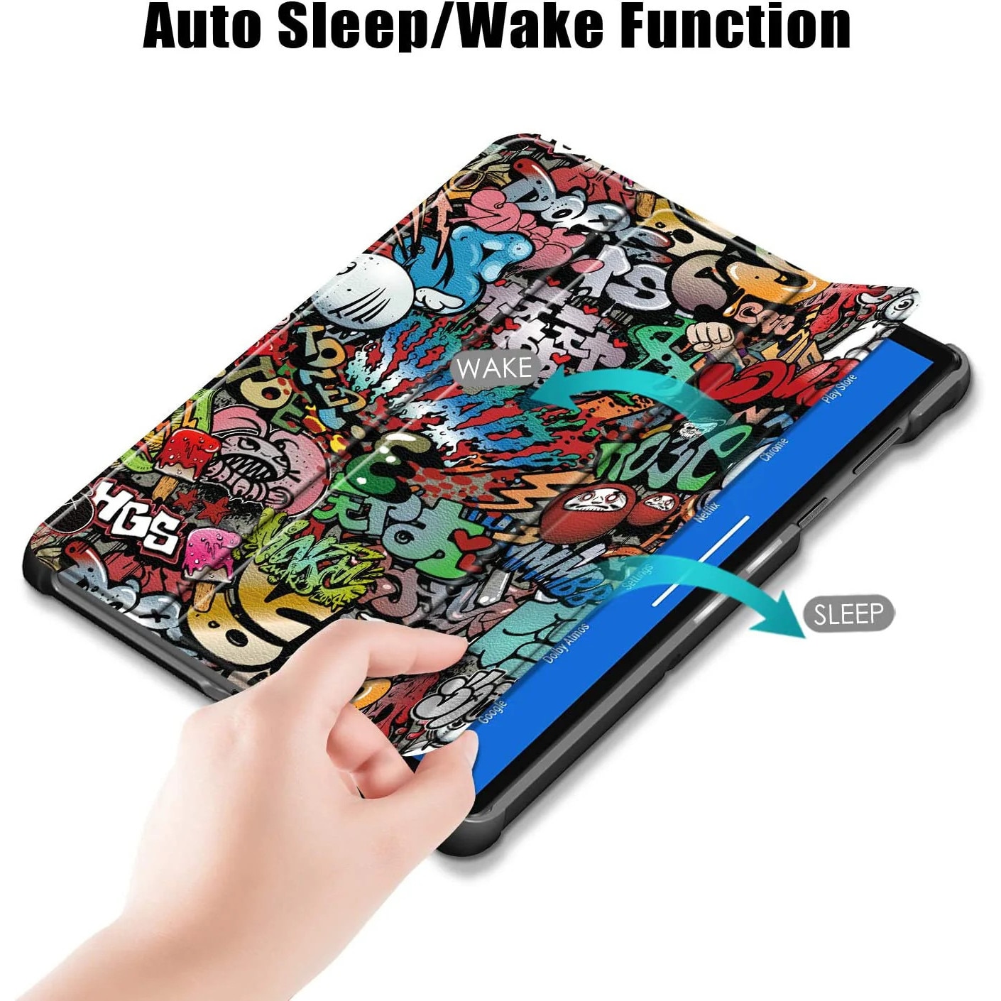 Husa pentru Samsung Galaxy Tab S10Lite/S10Fe/S10/S9/S9FE, Slim, Smart Cover, Trifold, 11", model Graffity, Sigloo