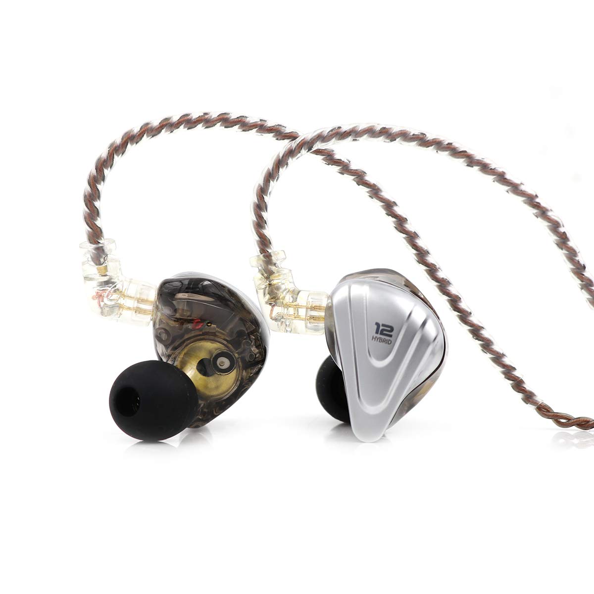 Casti KZ ZSX Terminator Metal,12 unitati Hibrid 5BA si 1DD, HIFI Bass cu anulare a zgomotului Microfon HD, Argintiu