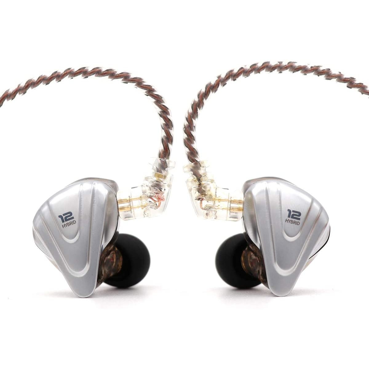 Casti KZ ZSX Terminator Metal,12 unitati Hibrid 5BA si 1DD, HIFI Bass cu anulare a zgomotului Microfon HD, Argintiu