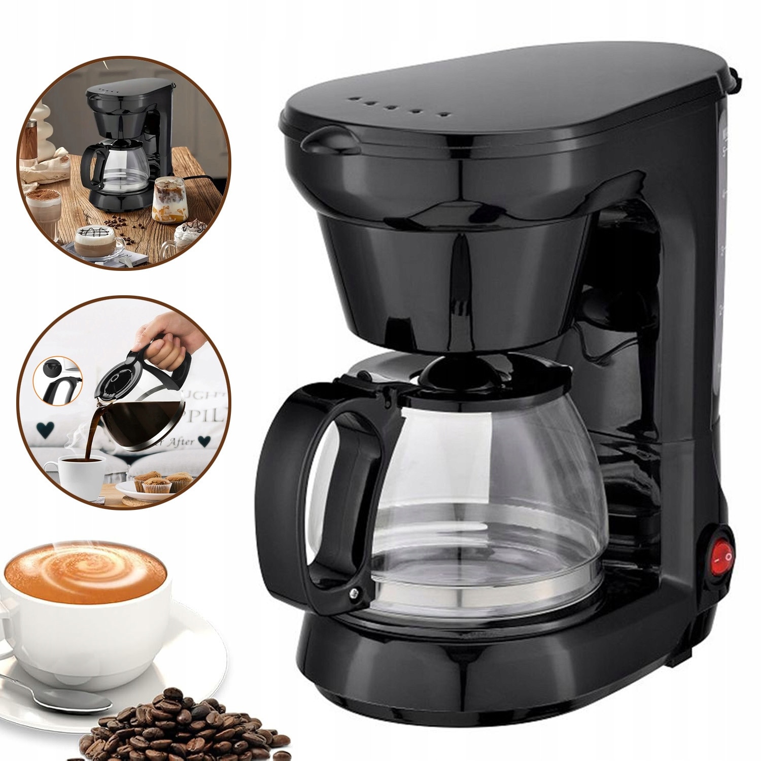 Cafetiera cu rezervor din sticla, cu filtru detasabil