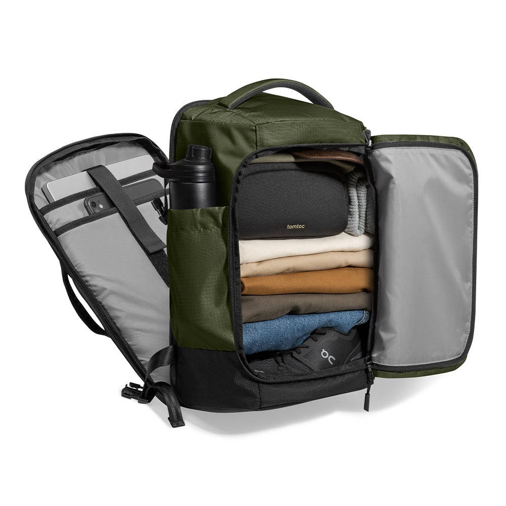 Rucsac laptop Tomtoc Navigator-T66 Liteway Travel, 40 L, Pana la 17.3" si iPad 13" Verde