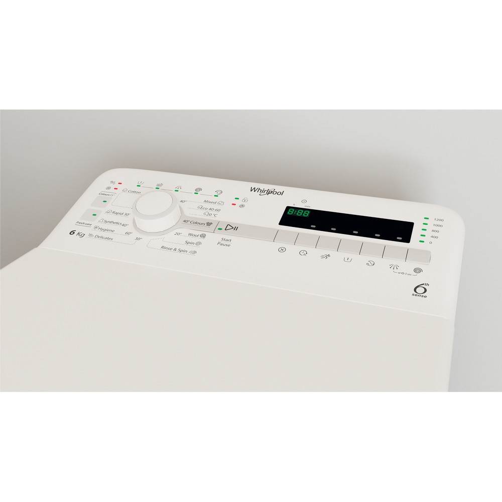 Masina de spalat rufe, Whirlpool, 1200 rpm, tehnologie 6th Sense, 6 kg, clasa energetica C, alb