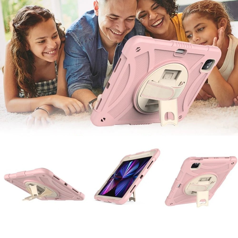 Husa pentru tableta iPad Air 4/5 10,9", roz, cu suport rotativ si loc pentru stilou