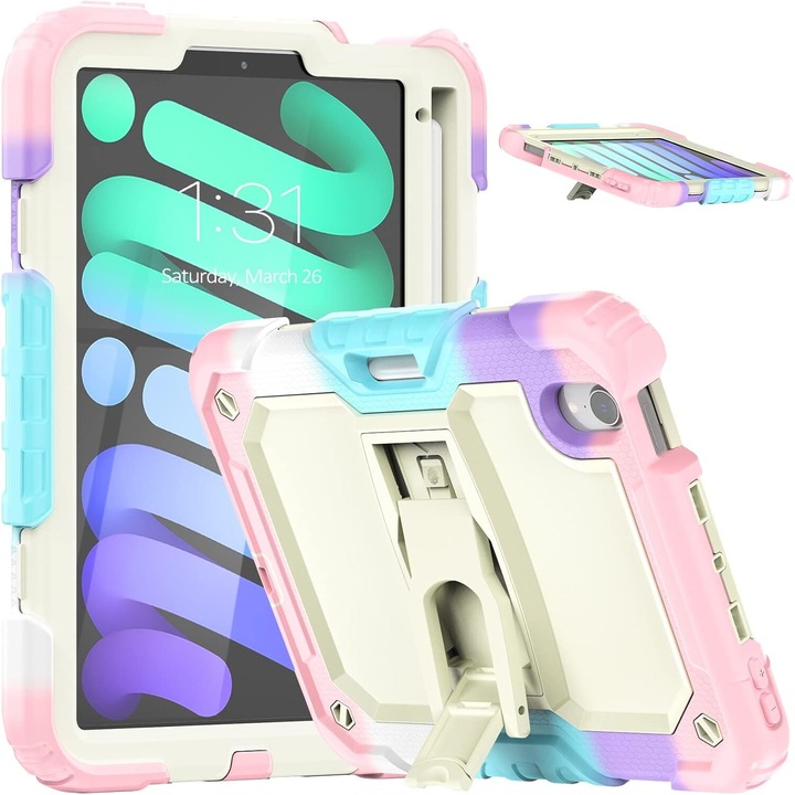 Husa pentru iPad Mini 6 8,3", cu suport si curea de umar, multicolor