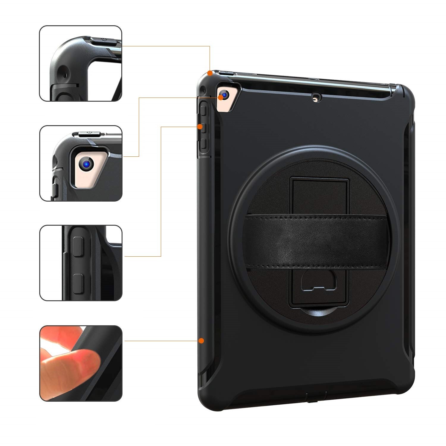 Husa tableta pentru iPad Air 2/Air/Pro 9.7", 3 straturi, neagra