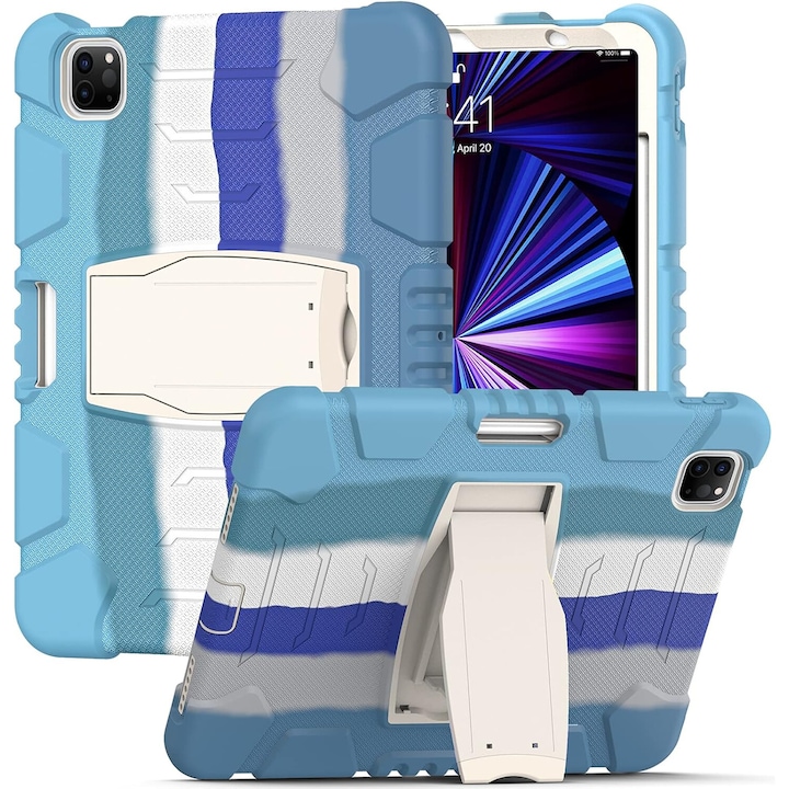 Husa iPad Pro 5/4/3 12,9" cu suport si suport pentru creion Albastru