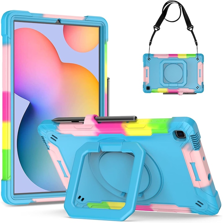 Husa pentru iPad Mini 6 8.3", 3 straturi, suport rotativ, curea reglabila, colorata
