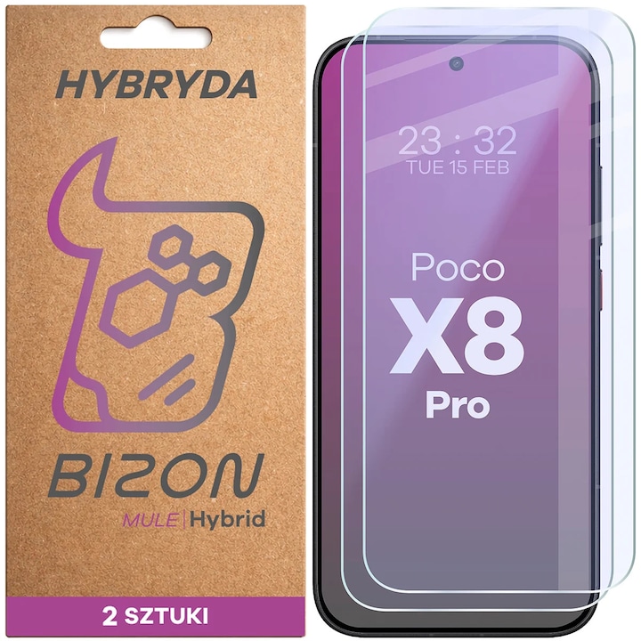Set 2 Sticla hibrid Bizon Hybrid Mule Duo pentru Xiaomi POCO X8 Pro