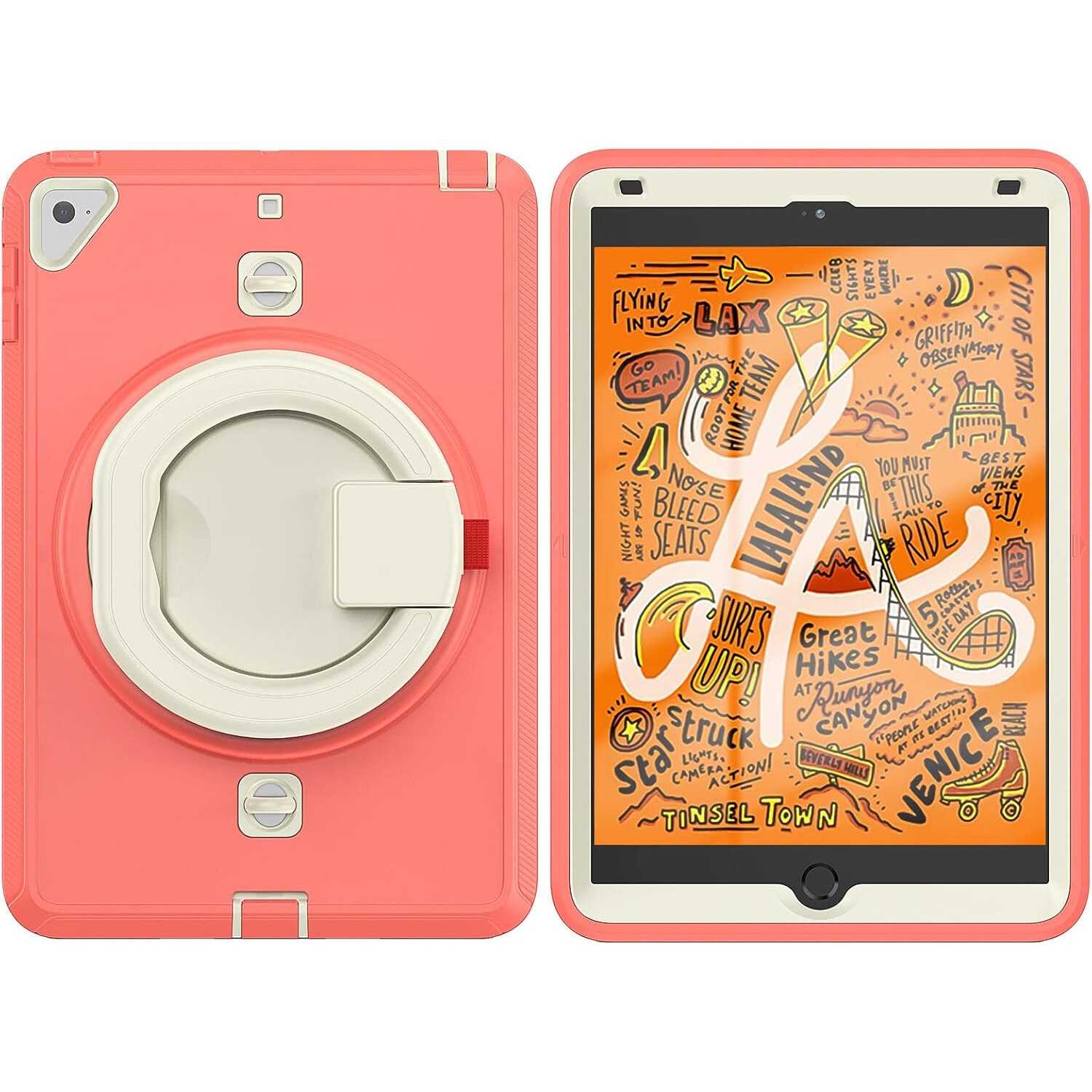 Husa tableta pentru iPad Mini 5/4 7.9", 3 straturi, roz, cu suport rotativ