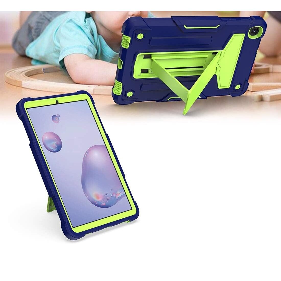 Husa tableta Pancerna cu suport pentru Samsung Galaxy Tab A 8.4", Albastru/verde