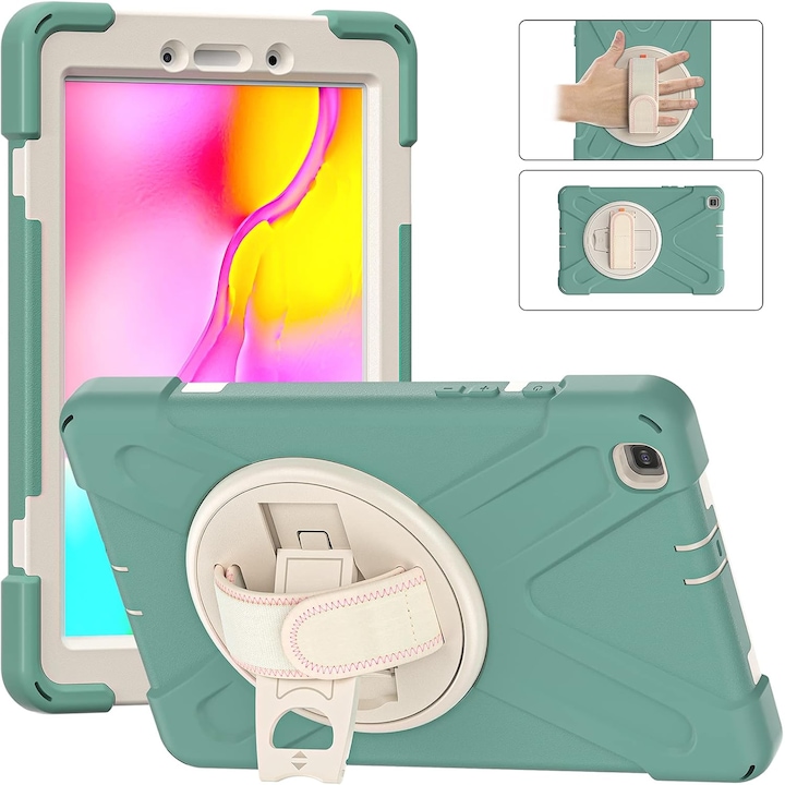 Husa Samsung Galaxy Tab A 8.0, cu suport si curea de umar, verde