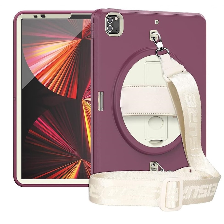 Husa iPad Pro 11/Air 5/4 cu suport si curea de umar Bordeaux