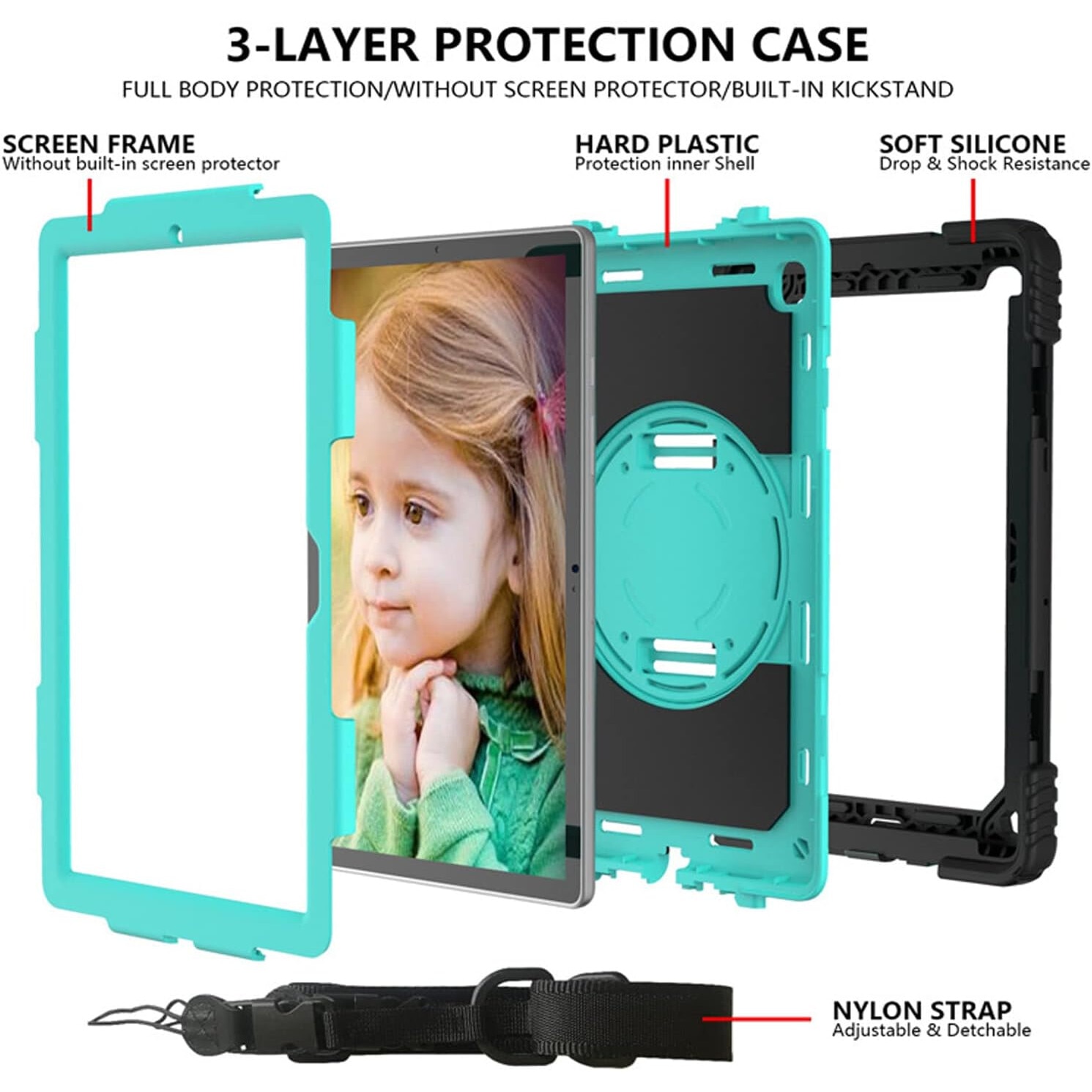 Husa compatibil cu iPad Air 5/Air 4/Pro 11" cu suport, verde menta