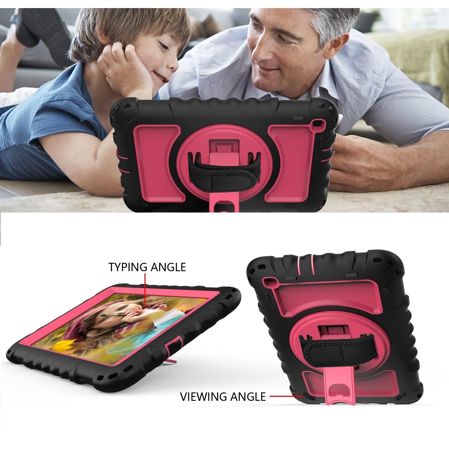 Husa tableta, 8.4", roz, cu suport si curea ajustabila, pentru Samsung Galaxy Tab