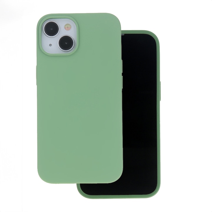 Husa telefon, pentru iPhone 15 Pro, silicon solid, verde deschis, 6,1"