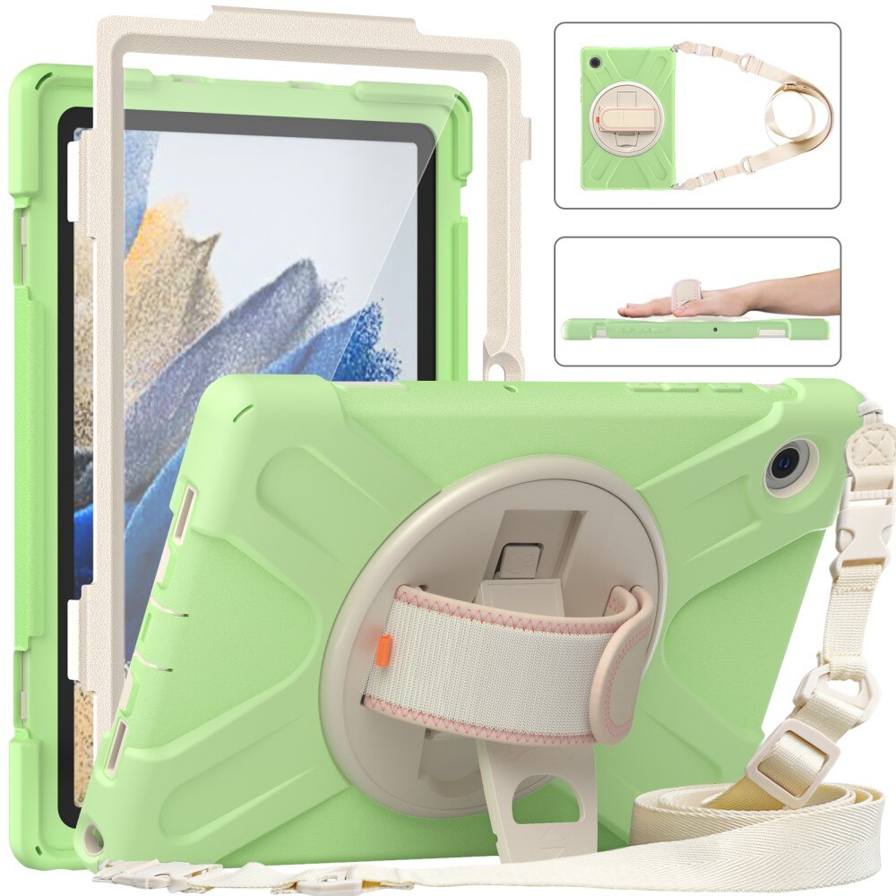 Husa compatibila cu Samsung Tab A 8.0” cu suport si curea de umar verde
