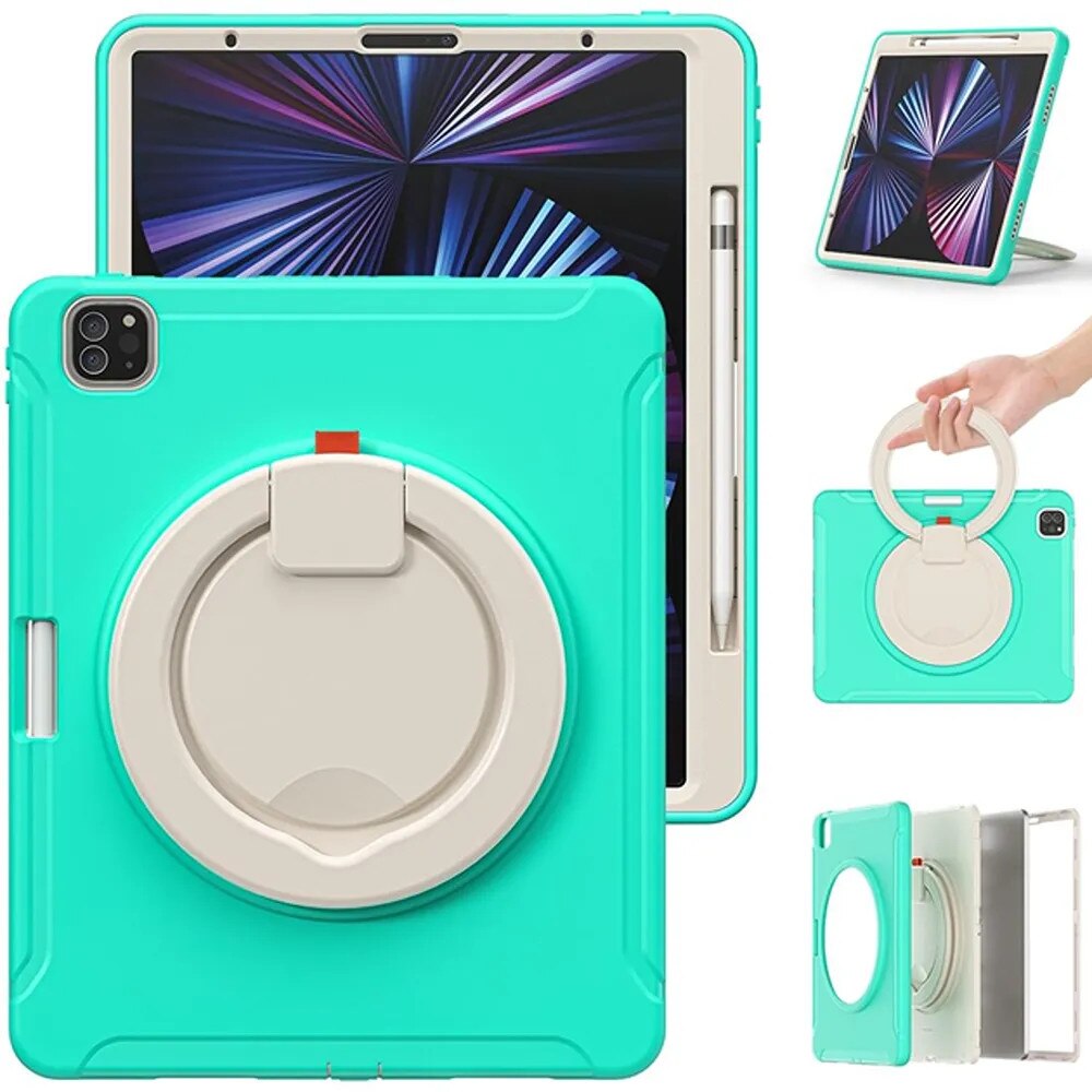 Husa pentru iPad Pro 12.9" cu suport rotativ si loc pentru stylus, menta