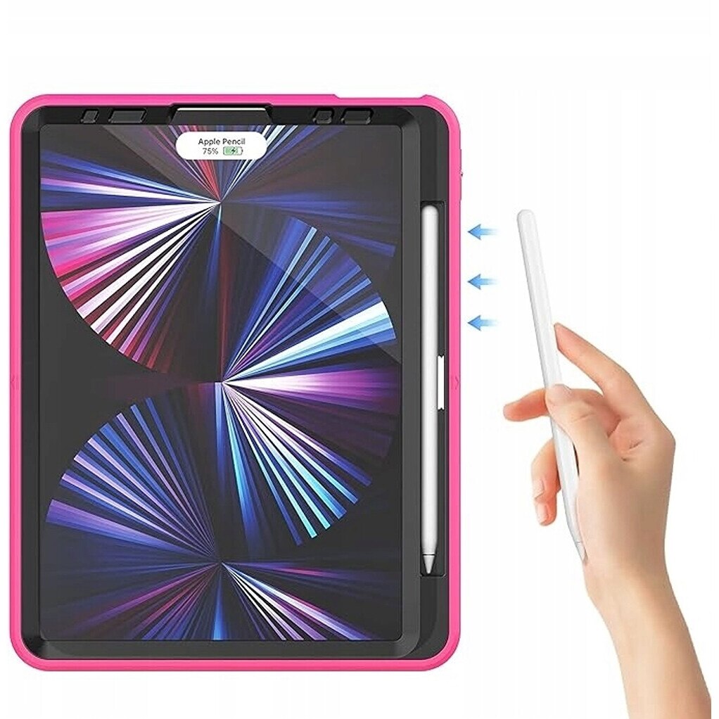 Husa tableta pentru iPad Air 5/Air 4 10.9", roz, cu suport si curea reglabila, constructie tripla