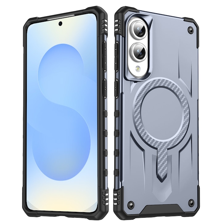 Husa magnetica compatibila cu Samsung Galaxy S25 Edge, Esther Beauty®, cu Tehnologie MagSafe, Carcasa rezistenta la socuri pentru Samsung Galaxy S25 Edge, Gri